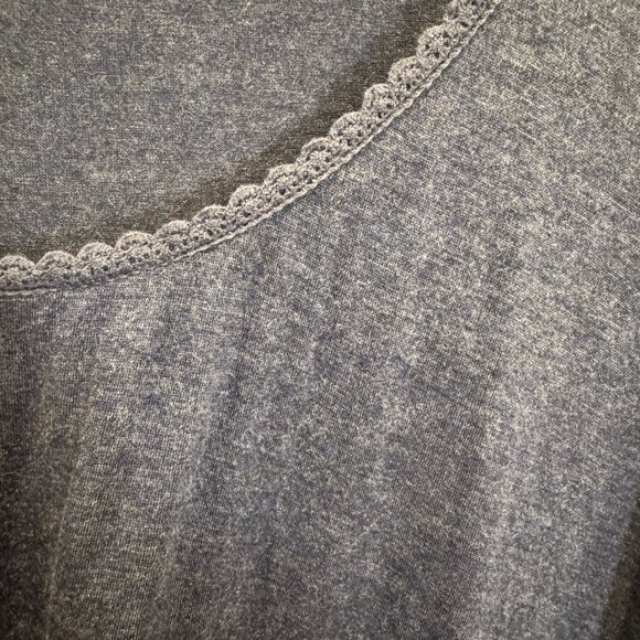 Max Studio XL Navy Blue Tunic Top Lace Trim Details Scoop Neck 3/4 Sleeves EUC - Picture 7 of 7